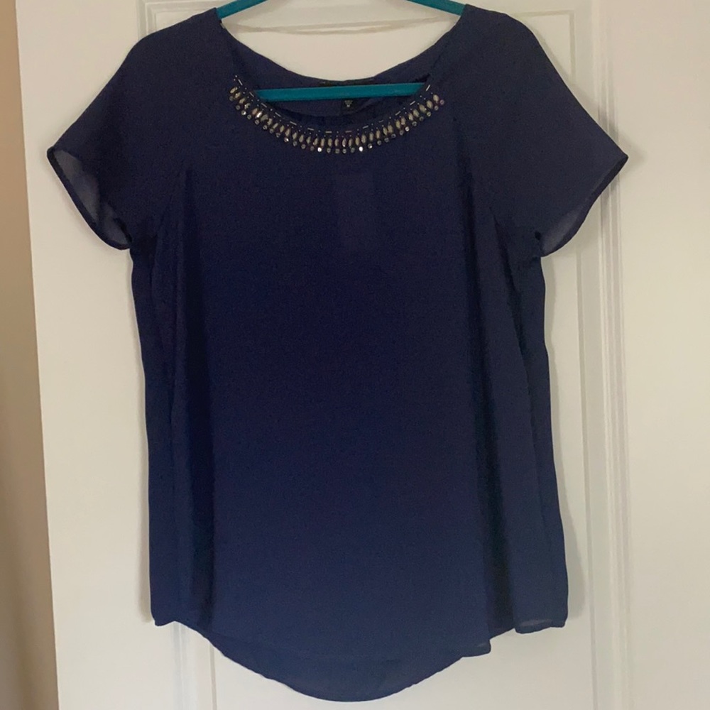 Sanctuary navy blue jewel collar top medium NWT